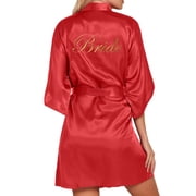 Lixiuxyad Women's Robes Long 3x Women's Wedding Party Robe Letters Kimono Satin Pyjamas Bridesmaid Bathrobe