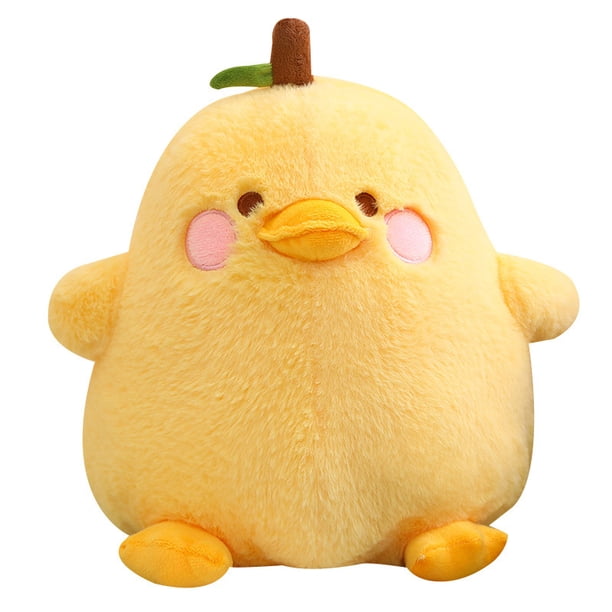 Muñeca de peluche con forma de pera y pato, 30 cm, rellena de dibujos animados con fruta amarilla