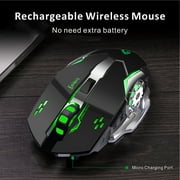 Uiosmuph Wireless Mouse Rechargeable Silent LED Computer Gaming Mouse with USB Receiver