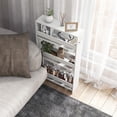 thumbnail image 2 of GVN Mobile Shelving Unit Organizer Utility Cart,Narrow Mobile Serving Cart with Open Shelves for Kitchen Bathroom Living Room-Off White, 2 of 9