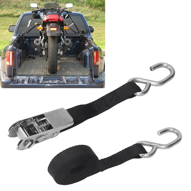 Sangles d'Attachement à Cliquet, Haute Résistance à la Rouille Résistantes aux Déchirures Couture Précise 2 Pcs Sangles à Cliquet Noires pour Remorque / 9.8 Pieds, 5m / 16.4 Pieds