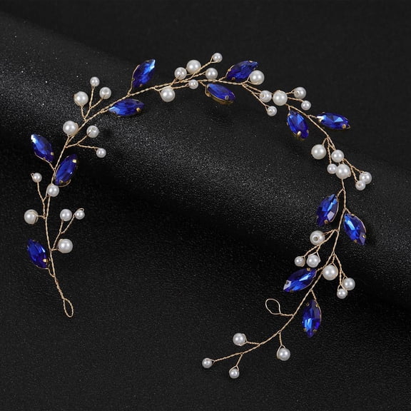 ERDOUY Bridal Flower Wedding Hair Pins Crystal Pearl Hair Combs Clips Headpiece Gold Wedding Hair Accessories Jewelry with Rhinestone for Brides Bridesmaids Women Girls (Blue)