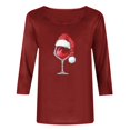 thumbnail image 5 of Ltctricy Women's Tunic Tops 3/4 Length Sleeve Crew Neck Christmas Printed Fall Shirts Casual Tee Blouses Fashion Clothing(Wine-bb1,Small), 5 of 5