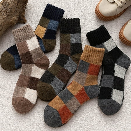 

1 Pair Autumn Men Plaid Pattern Crew Socks Party Event Soft Middle Tube Simple Design Sock Sports Fitness Exercise Hosiery Coffee