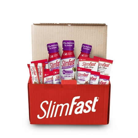 SlimFast 7- Day High Protein Meal Replacement Starter Kit Including Shakes, Powders, Cookies & Bars