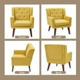 thumbnail image 6 of Accent Chair, Comfy Upholstered Mid Century Modern Armchair, Button-Tufted with Linen Fabric Lounge Arm Chairs for Living Room Bedroom (Yellow), 6 of 7