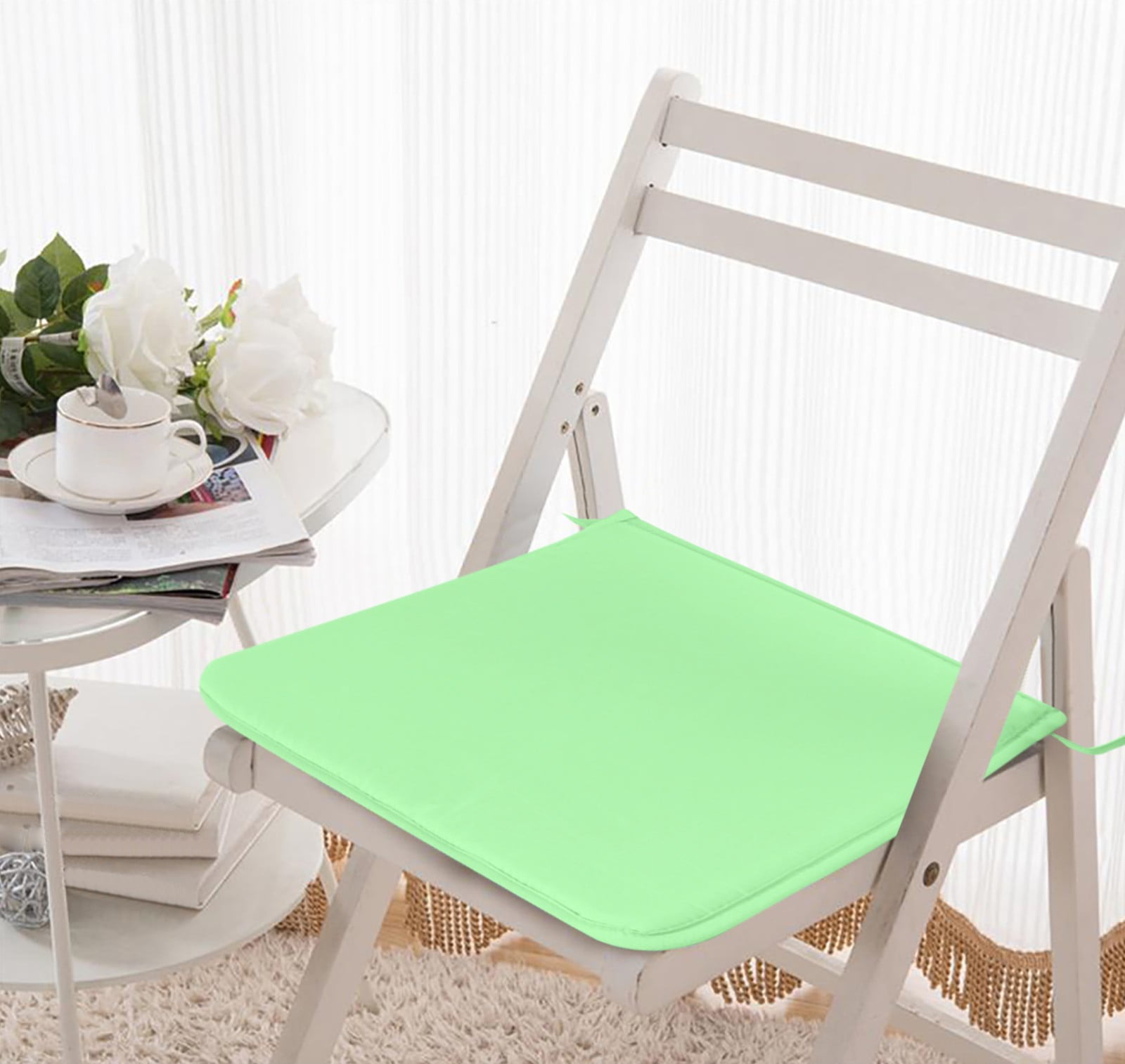 Fdelink Cushion Square Strap Garden Chair Pads Seat Cushion for Outdoor Bistros Stool Patio Dining Room Mint Green