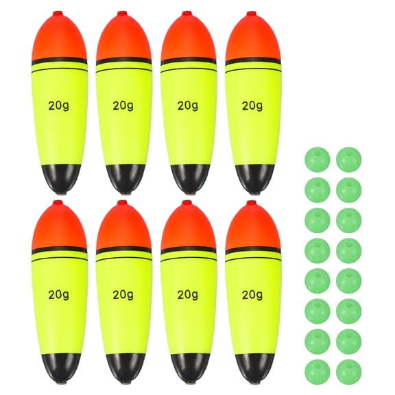 Fishing Slip Bobbers, EVA Foam Bobbers Slip Floats with Fish Beads, 0.7 oz Floatage & 8 Pcs & Red/Yellow -Fitting for Perch Carp
