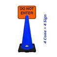 thumbnail image 2 of RK-Safety 28" Blue Cone, Black base without Reflective Tape, Plus Cone Sign 28 "Do Not Enter", (Cone-4 ea + Cone Sign-4 ea), 2 of 2