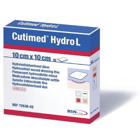 BSN Medical Cutimed Hydro L Hydrocolloid Dressing, 10 cm x 10 cm (4 in x 4 in), Box of 10