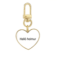 thumbnail image 1 of Hello World Icelandic Art Deco Fashion Gold Heart Keychain Metal Keyring Holder, 1 of 3