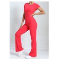 thumbnail image 3 of SKQIT Flare Workout Jumpsuits for Women One Piece Short Sleeves Scrunch Butt Lifting Gym Bodysuit Sexy Backless Yoga Outfits, 3 of 7