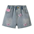 thumbnail image 3 of Girl's Denim Shorts With Butterfly Lace Decor Elastic Waist Y2k Jean Shorts Y2K Washed Denim Shorts Streetwear 2025, 3 of 10