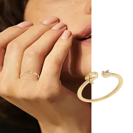 1Pcs Letter Brass Rhinestone Open Cuff Rings Golden A-Z Initial Open Ring for Women Personalized Jewelry Gifts DIY Letter P
