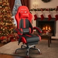 thumbnail image 3 of RSPGame Gaming Chair for Adults, PU Leather Office Chair with Lumbar Support and Retractable Footrest, Red Racing, 3 of 13