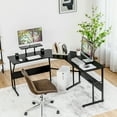 thumbnail image 3 of Gymax 88.5'' L Shaped Reversible Computer Desk 2 Person Long Table Monitor Stand Black, 3 of 10