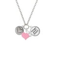 thumbnail image 2 of Delight Jewelry Silvertone Heart Outline - Round Seal - Light Pink Heart Nurse Strong Zoe Necklace, 2 of 4