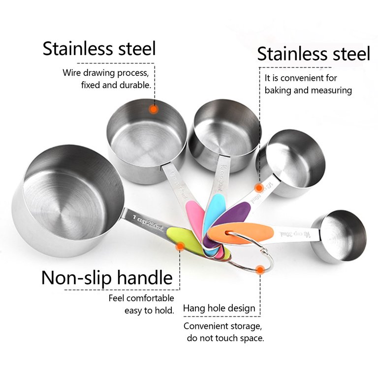 Measuring Spoons With Silicone Handle, Stainless Steel Measuring