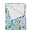 thumbnail image 2 of Summer Soft Flannel Fleece Blanket, Repeating Fun Items of Popsicle Flamingo Pineapple Diamond Heart Star Leaf, Cozy Plush for Indoor and Outdoor Use, 50" x 60", Baby Blue Multicolor, by Ambesonne, 2 of 5