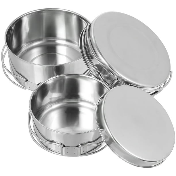 4 piezas/set de sartén de campamento Set Apretable acero inoxidable acero inoxidable juego de utensilios de cocina para picnic al aire libre