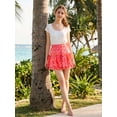 thumbnail image 5 of INSPIRE CHIC Women's Tiered Ruffle Floral Print Elastic Waist Chiffon Mini Skirt Pink S, 5 of 9