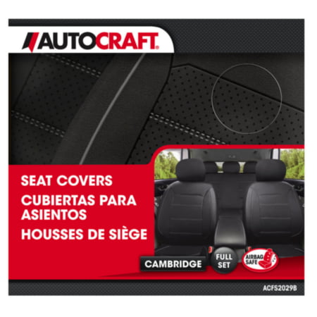 Autocraft Car Suv Seat Cover Black Faux Leather Luxury Universal Full Set Low Back Neat Perforated Com - Seat Cover Factory Houston