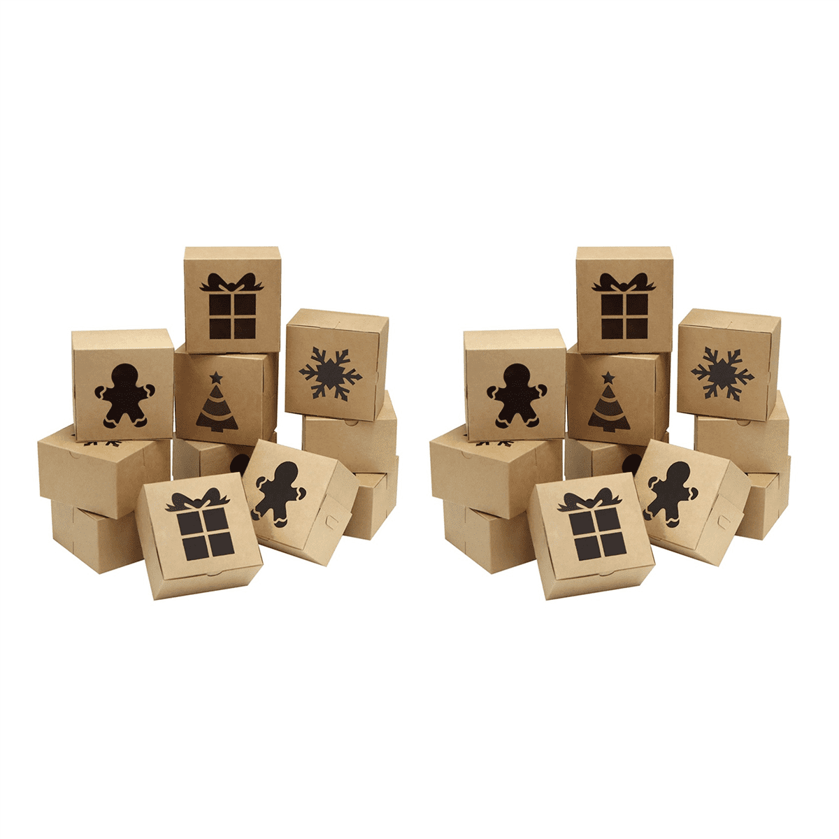 STEFORD Lot De 24 Boîtes à Biscuits De Noël En Papier Kraft Avec