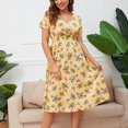 thumbnail image 2 of Lolmot Women's Boho V Neck Floral Print Ruffle High Wasited A-Line Short Sleeve Dress, 2 of 5