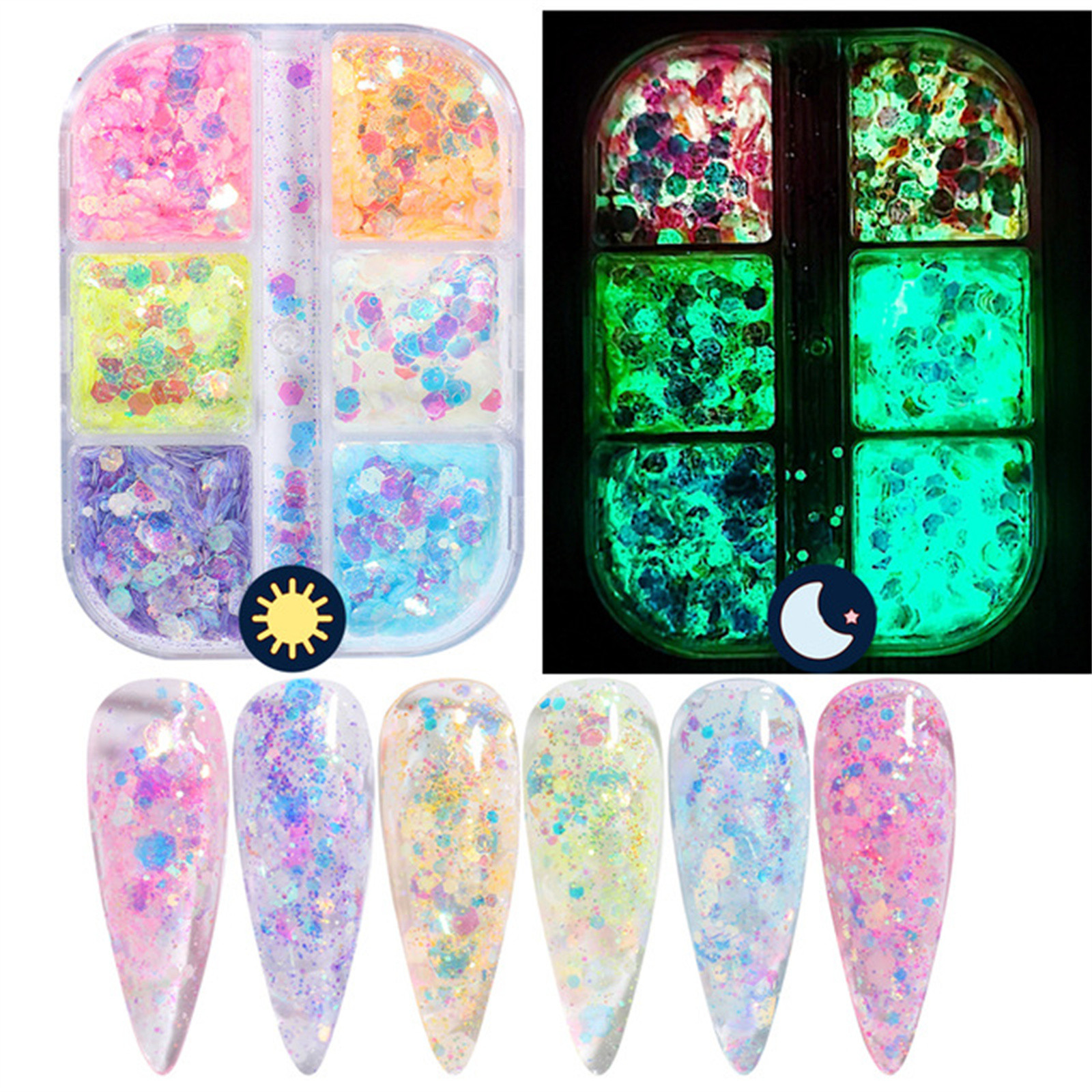 amousa Nail Glow Powder Super Bright Multieffect Luminous Nail Polish