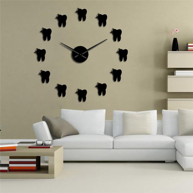 Silent Wall Clock Frameless DIY Acrylic Wall Watch Tooth Modern Design Large Timer for Classroom Toothbrush Timer for Kids Timer Clock Countdown Clock Timer Digital Clock Wall Clock Timer