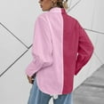 thumbnail image 4 of Womens Button Down Shirts Long Sleeve V Neck Color Block Casual Plain Blouses Tops, 4 of 7