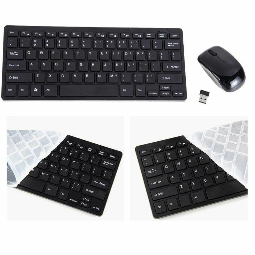Black Wireless Mini Ultra Slim Keyboard and Mouse for Panasonic Smart TV TX-TX-L42ETW60 L32EW6 TX-TX-L47ETW50 50ASW604