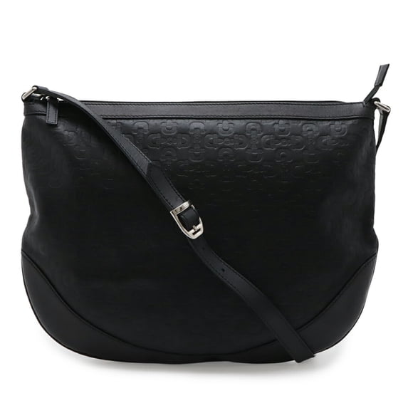 Pre-Owned GUCCI GG denim shoulder bag, handbag, leather, black, 272380