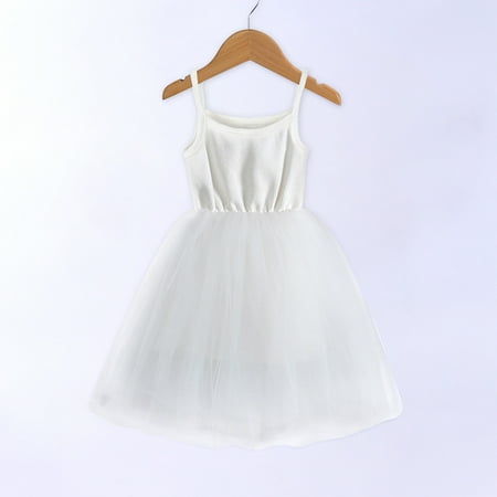 

KONBECA Baby Girls Princess Dress Little Girls Party Wedding Dress Lace Embroidered Bowknot Flower Net Dress Kids Pageant Flower Girl Sleeveless Dress Christmas Gifts for Girls White (5-6 Years)