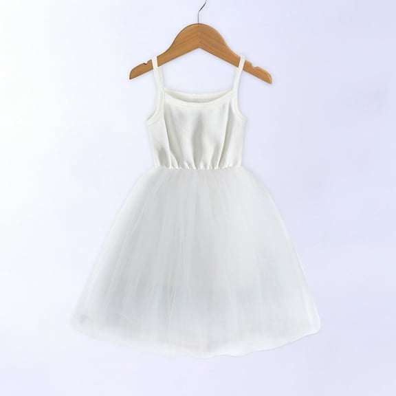 Zpanxa Baby Girls Princess Dress, Little Girls Party Wedding Dress, Lace Embroidered Bowknot Flower Net Dress, Kids Pageant Flower Girl Sleeveless Dress, Christmas Gifts for Girls White (5-6 Years)