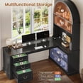 thumbnail image 5 of 67" L Shaped Computer Desk with Tall Arched Bookshelf and 3 Storage Drawers, 5 of 7