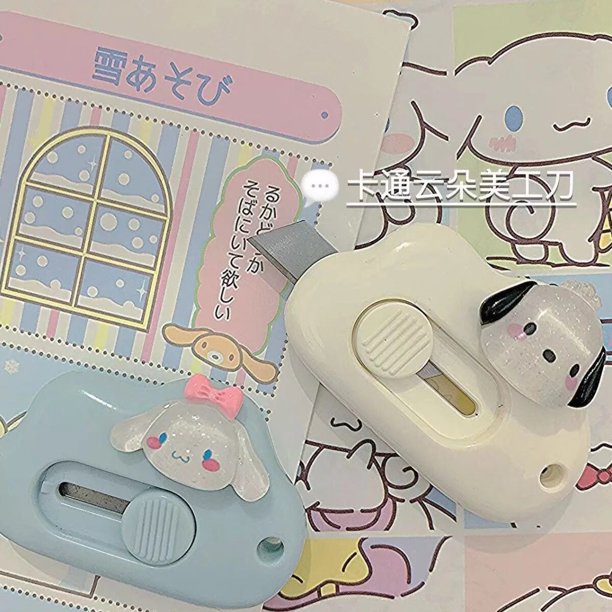 Lindo cuchillo de arte Sanrioed Kawaii Melody Kuromi HelloKitty Cinnamoroll, cortador de papel de Anime, herramienta de utilidad para estudiantes, regalo de papelería para niños