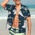 thumbnail image 7 of Sikiie Friendly Sharks Print Men's Hawaiian Shirt, Summer Beach Button Pocket Short Sleeve T-Shirt,Small, 7 of 7