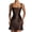Brown, variant on Women'S Square Neck Sleeveless Slim-Fit Mini Dress Ruched Waist Corset Flowy Casual Summer Dresses Red L