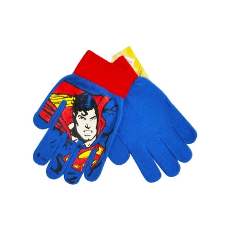 Boys Superman Superhero Gloves Mittens Blue 1-PAIR