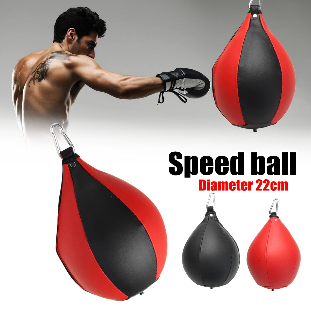 PU Punching Boxing MMA Muay Thai Workout Training Speed Bag Swivel Speedball 