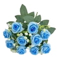 thumbnail image 3 of 10-Piece Blue Roses Bouquet with Baby's Breath – Sky Blue Artificial Rose Heads for Wedding Centerpieces & Table Décor (Plastic), 3 of 8