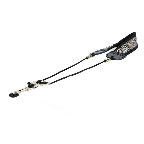 Correa Para El Cuello De Saxofón, Correa De Cuero Ajustable Bordada, Acolchada Con Gancho De Metal Para Saxofón Alto Tenor