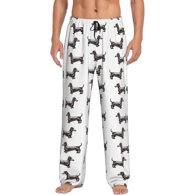 Balery Dachshund Dog Puppy Pantalones de pijama para hombre, pijama ultraligero, pantalón de descanso-Medium