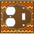 thumbnail image 4 of Metal Light Switch Plate Outlet Cover Brown Orange Chevron Frame Wallpaper WAL041, 4 of 13