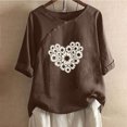 thumbnail image 2 of Birdeem T-Shirt Décontracté en Coton et Lin Imprimé à Manches Courtes Col Rond Boutonné, 2 of 12