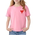 thumbnail image 2 of Avrnliq Girls' Pink 100% Cotton Heart Graphic Crew Neck Short Sleeve Tee, Size 2-13, Comfortable for Playtime & Valentine’s Day, Walmart US Exclusive,Size 3-4 T, 2 of 6