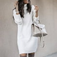 thumbnail image 5 of Women Autumn Turtleneck Long Sleeve Warm Loose Knitted Sweater Knee-length Dress, 5 of 8