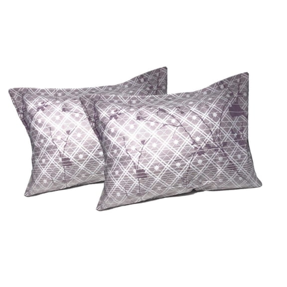 DaDa Bedding 2-Pack Purple Grey Floral Cherry Blossom Pillow Cases - Queen Size 20" x 30" (8318)
