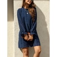 thumbnail image 4 of Vestido FAMITION de manga larga azul marino con lunares suizos para mujer, 4 of 5